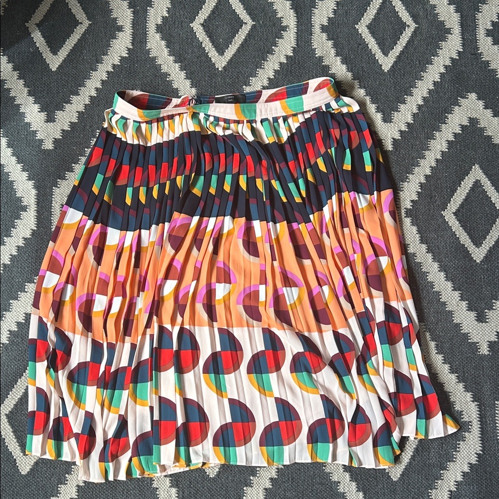 J. Crew Multicolor Pleated Midi Skirt